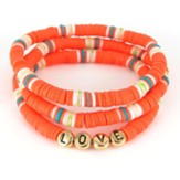 Love, Coral Stretch Bracelets, Set of 3