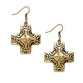 Burnished Gold Cross Earrings