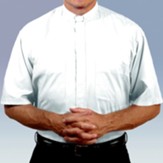 Men's Short Sleeve Clergy Shirt with Tab Collar: White, Size 15.5