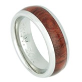 Proverbs 20:7, Men's Stainless Steel Ring with Wood Accent, Size 11