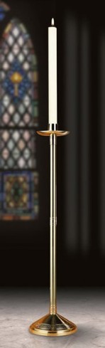 Polished Brass Paschal Candlestick (44 inches x 12 inches with 3 inch & 2 inch socket)