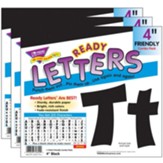 Black 4 Inch Friendly Uppercase/Lowercase Combo Pack, English/Spanish Ready Letters - 3 pack