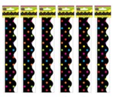 Black/Multicolor Dots Scalloped Border Trim 6Pk