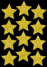 Die Cut Magnets 3In Gold Sparkle Stars 6Pk