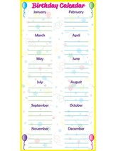 Low-Tac Birthday Calendar Vertical