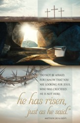 He Has Risen (Matthew 28:5-6, NIV) Bulletins, 100