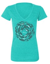 Against the Current, Woman's Shirt, Teal, Medium