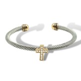 Crystal Cross Bangle Bracelet, Gold/Silver