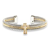 Crystal Cross Cuff Bracelet, Gold/Silver