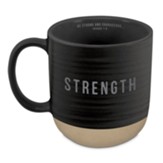 Strength, Joshua 1:9, Ceramic Mug, Textured, Black