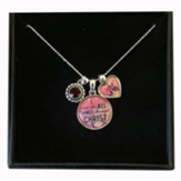 I Can Do All Things Through Christ Necklace with Heart and Burgundy Accent Charm