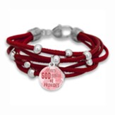 Where God Guides He Provides Bracelet, Red with Silver Beads