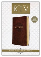 KJV Super Giant-Print Bible--imitation leather, brown , thu  mb indexed