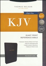 KJV Reference Bible, Giant Print, Black Bonded Leather, Indexed - Imperfectly Imprinted Bibles