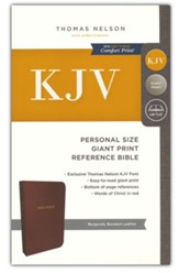 KJV Personal Size Reference Bible Giant Print, Bonded Leather, Burgundy, Indexed