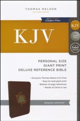 KJV Deluxe Personal Size Reference Bible Giant Print, Leather-Look, Burgundy Indexed