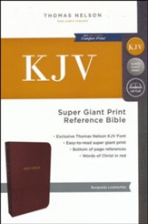 KJV Reference Bible Super Giant Print, Burgundy, Indexed