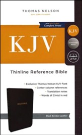KJV Thinline Reference Bible, Bonded Leather, Black Indexed