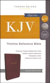 KJV Thinline Reference Bible Bonded Leather Burgundy Indexed