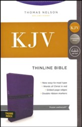 KJV Comfort Series Thinline Bible Leather Look Purple, Indexed