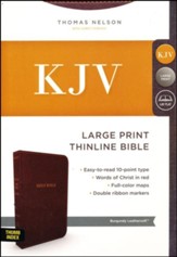 KJV Comfort Series Thinline Bible Large Print Leather Look Burgundy, Indexed