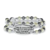 I Can Do Everything, Philippians 4:13 Bracelet, Silver and Pearl