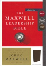 NKJV Comfort Print Maxwell Leadership Bible, Third Edition, Premium Calfskin Leather, Brown - Slightly Imperfect