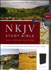 NKJV Comfort Print Full Color Study Bible, Imitation Leather, Black, Indexed - Slightly Imperfect