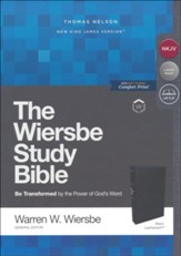 NKJV, Wiersbe Study Bible, Leathersoft, Black, Comfort Print