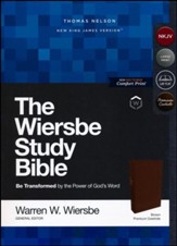 NKJV, Wiersbe Study Bible, Genuine Leather, Brown, Comfort Print