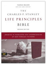 NKJV Charles F. Stanley Life Principles Bible, Comfort Print--soft leather-look, burgundy (indexed) - Imperfectly Imprinted Bibles