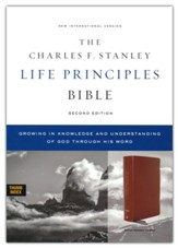 NIV Charles F. Stanley Life Principles Bible, 2nd Edition, Comfort Print--genuine leather, brown (indexed)