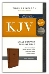 KJV, Value Thinline Bible, Compact, Leathersoft, Brown, Comfort Print