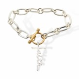 Faith Cross Link Bracelet, Gold/Silver