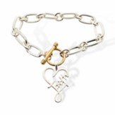 Faith Heart Link Bracelet, Gold/Silver