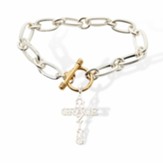 Amazing Grace Cross Link Bracelet, Gold/Silver