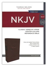 NKJV Classic Verse-by-Verse Center-Column Comfort Print Reference Bible--soft leather-look, brown - Imperfectly Imprinted Bibles