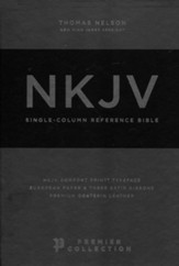 NKJV Comfort Print Single-Column Reference Bible--premium goatskin, brown (Premier Collection)