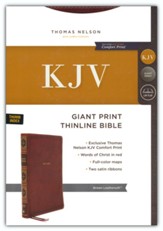 KJV Giant-Print Thinline Bible, Comfort Print--soft leather-look, brown (indexed, red letter)