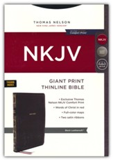 NKJV Giant-Print Thinline Bible, Comfort Print--soft leather-look, black (indexed, red letter)