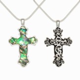 Reversable Cross Necklace, Silvertone