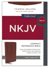 NKJV Compact Reference Bible, Comfort Print--soft leather-look, brown (red letter)