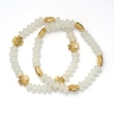 Two Row, Crystal Stretch Bracelet with Gold Cross Design