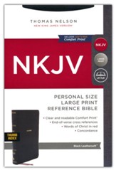 NKJV Personal-Size Large-Print Reference Bible, Comfort Print--soft leather-look, black (indexed, red letter) - Imperfectly Imprinted Bibles
