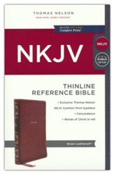 NKJV Thinline Reference Bible, Comfort Print--soft leather-look, brown
