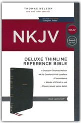 NKJV Thinline Deluxe Reference Bible, Comfort Print--soft leather-look, black