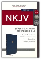 NKJV Super Giant-Print Reference Bible, Comfort Print--soft leather-look, blue