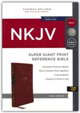 NKJV Super Giant-Print Reference Bible, Comfort Print--soft leather-look, brown (indexed) - Slightly Imperfect