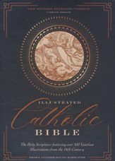 NRSVCE Illustrated Catholic Bible,  Comfort Print--genuine leather over board, brown