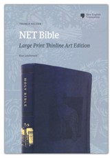 NET Large-Print Bible, Thinline Art Edition, Comfort Print--soft leather-look, blue